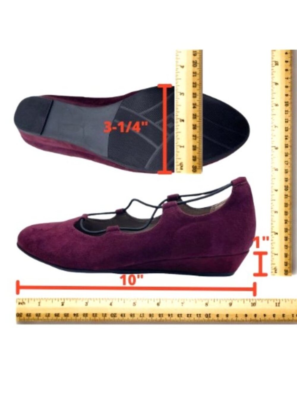RTL ARRAY Echo Wedge Slip-On Ballet Shoes - Wine Suede Leather- Size 7.5 - Picture 12 of 14